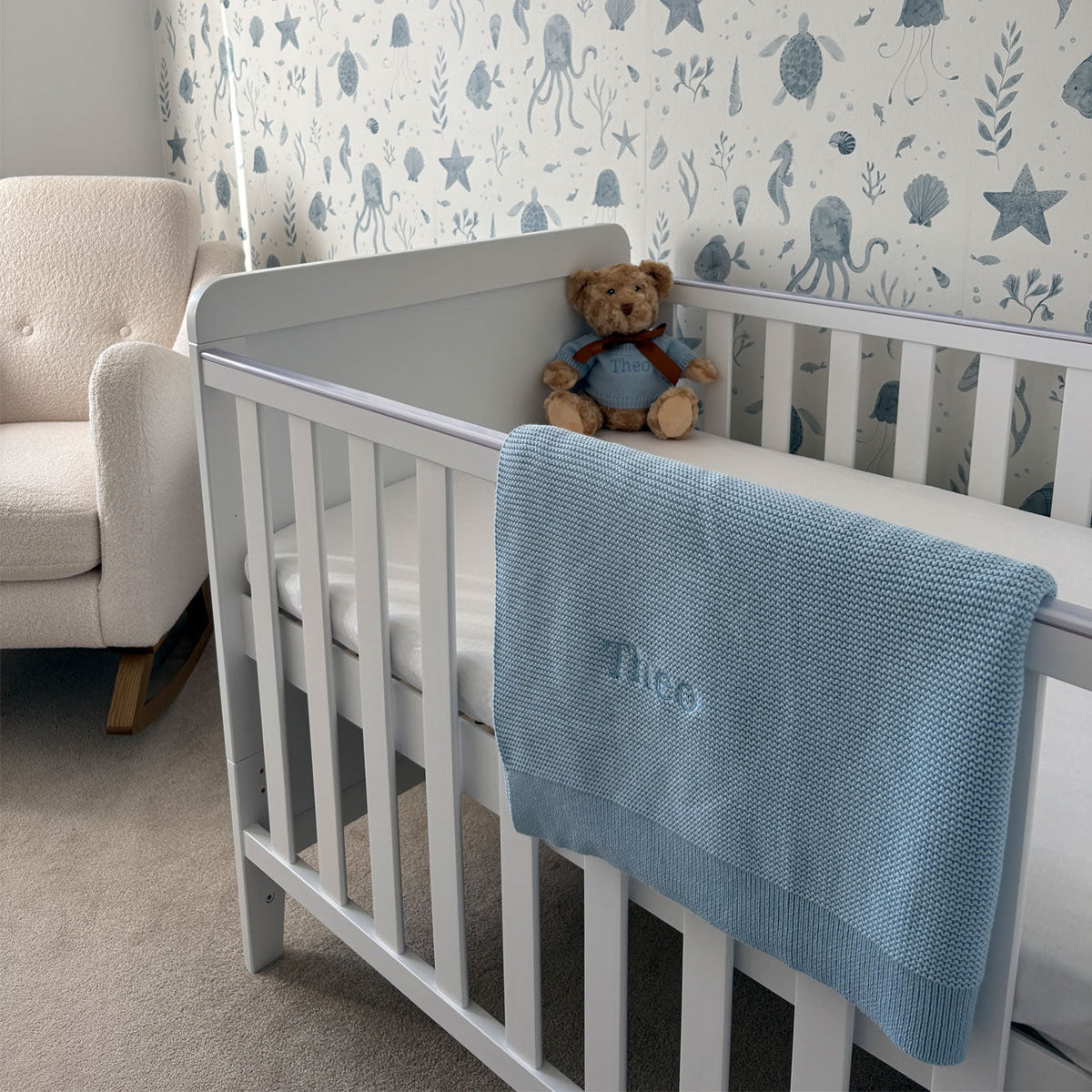 ORGANIC COTTON NEW BABY PERSONALISED BLANKET
