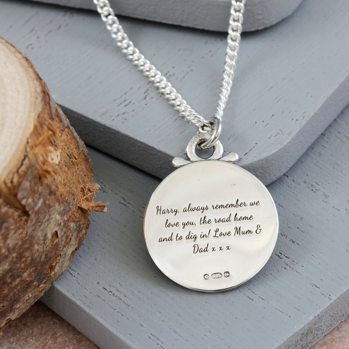 Large Travel Safe Compass Personalised St Christopher Silver Necklace