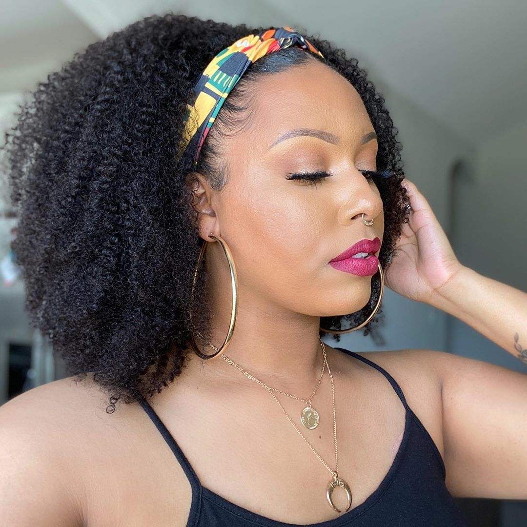 Black Afro Kinky Curly Wig - Small Curl Fluffy Style