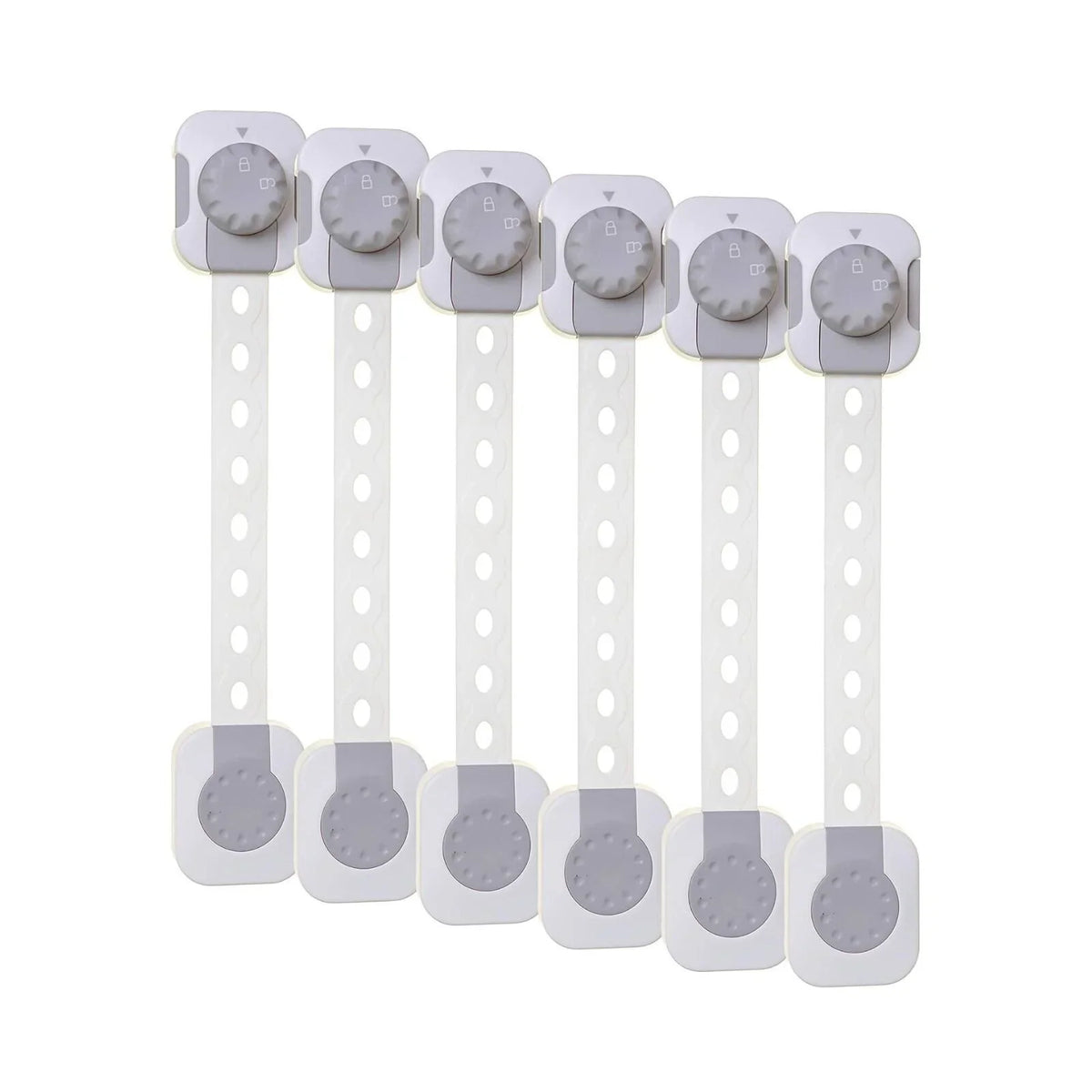 Dreambaby Twist 'N Lock Multi-Purpose Safety Latch Polybag Pack of 6 - White & Grey