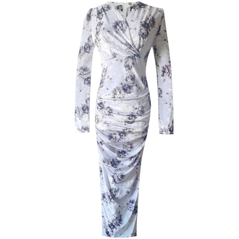 New V-neck Bottoming Mid-length Slim-fit Long Sleeve Women