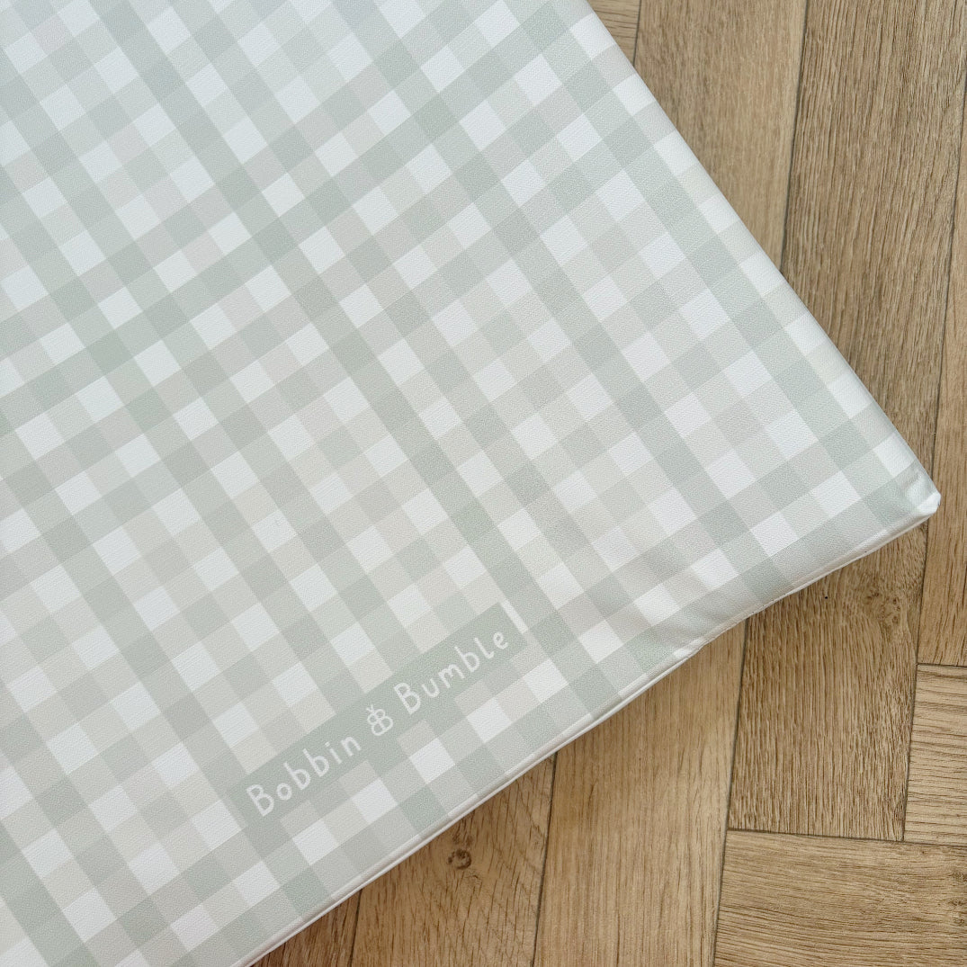 Anti-Roll Wedge Changing Mat - Sage Gingham