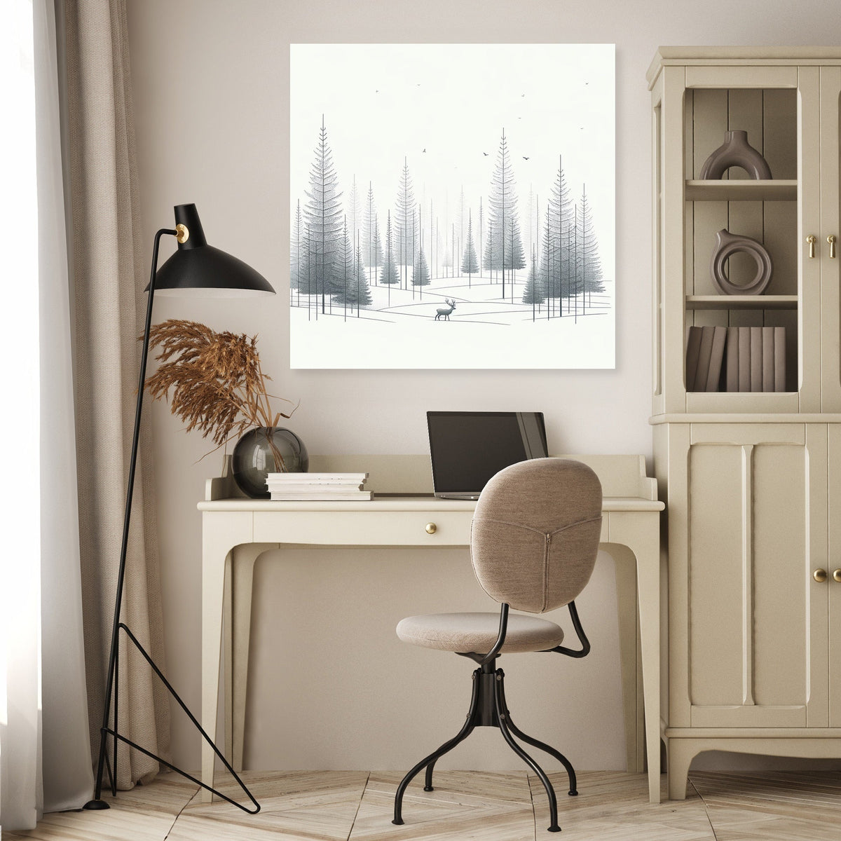 Winter Solitude in Monochromatic Canvas