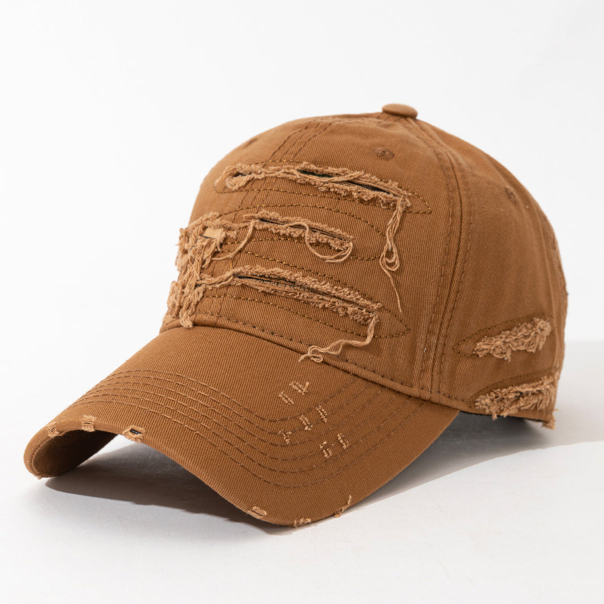 Lightweight Design Adjustable Baseball Cap with Embroidered Back Text, Distressed Multi-Layer Fabric Design –