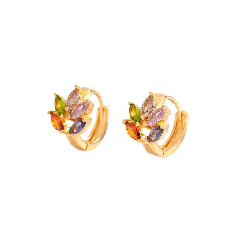 Fashion Multi-style Square Crystal Zircon Ornament Gold Plated Diamond Ear Ring