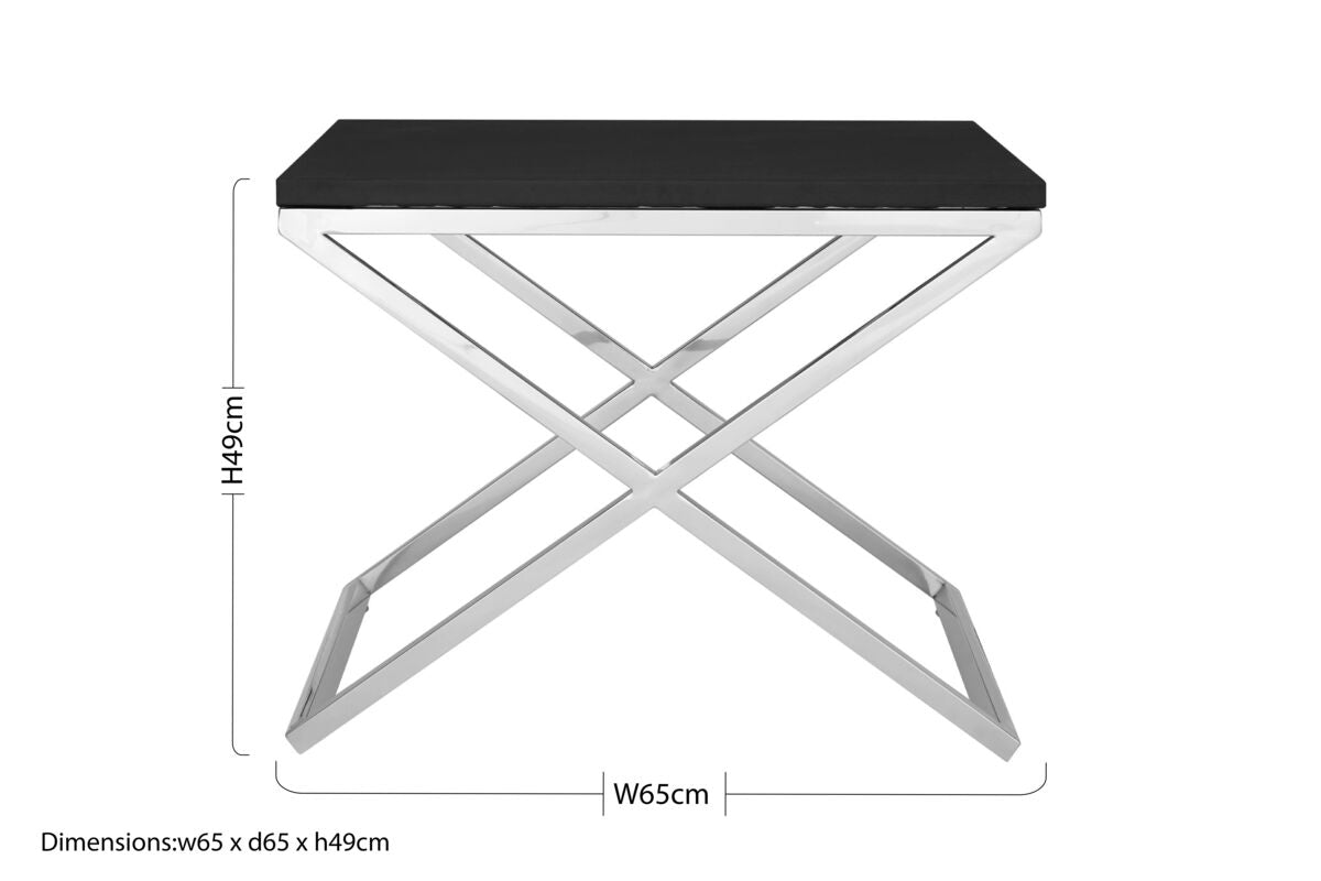 Tribute Black Leather Effect Side Table