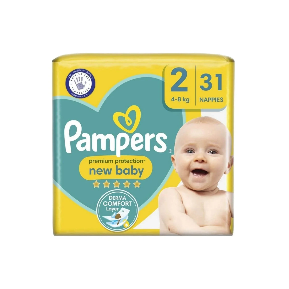 Pampers Premium Protection New Baby Size 2 Carry Pack - 31 nappies