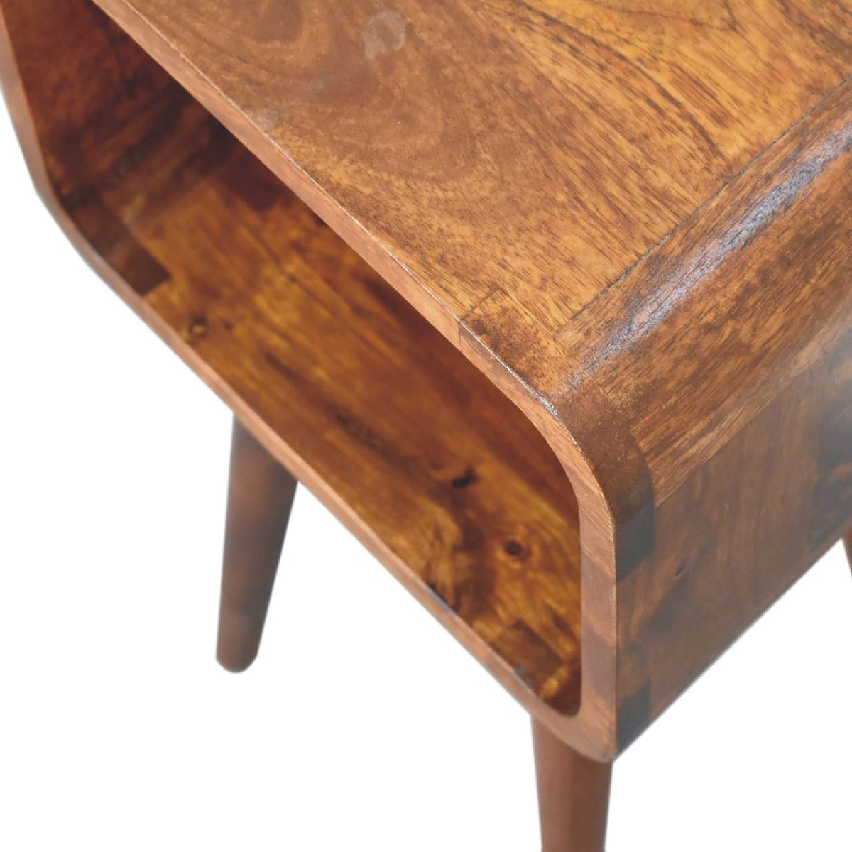 Artisan Mini Chestnut Curved Open Bedside Table