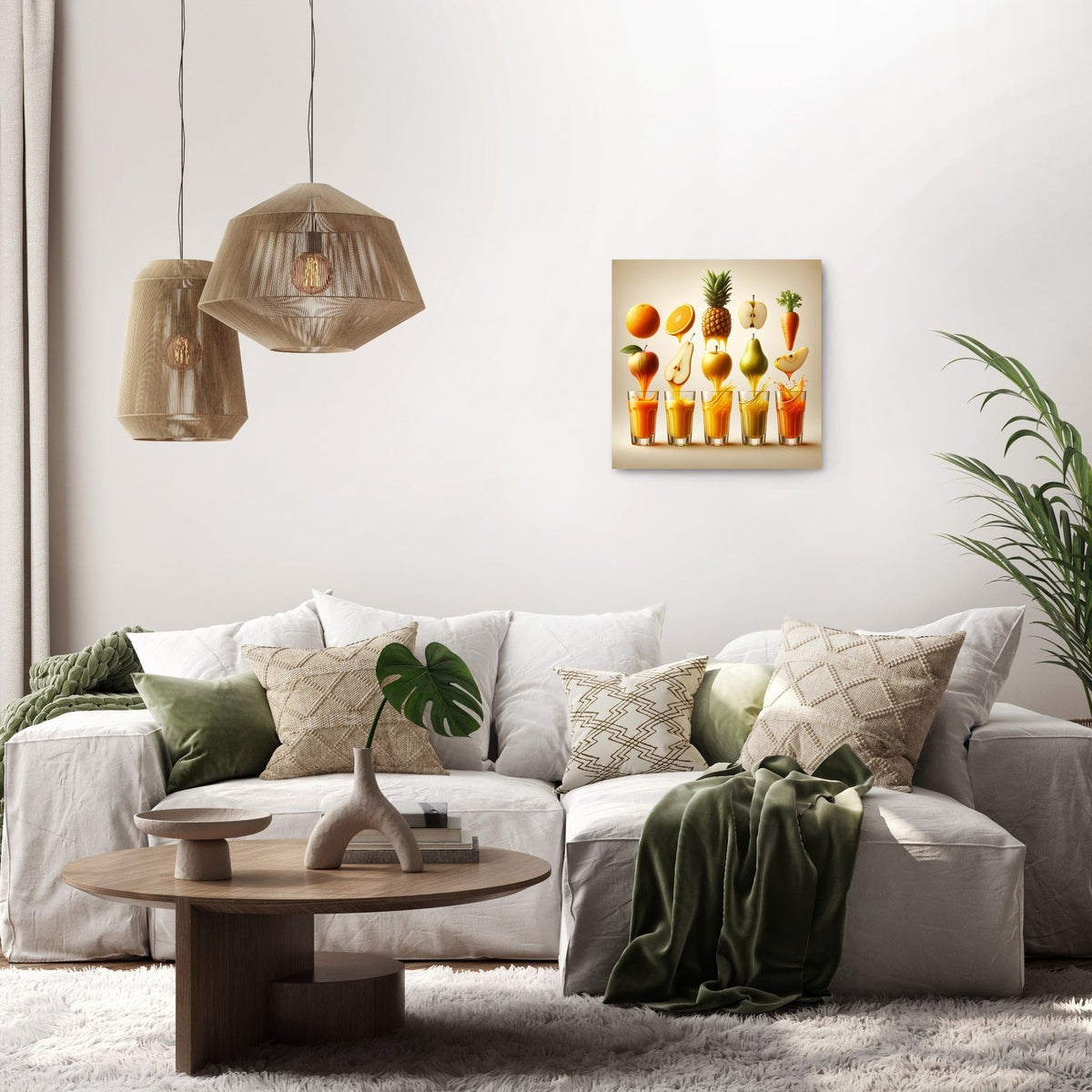 Vibrant Fruit Juice Symphony Canvas