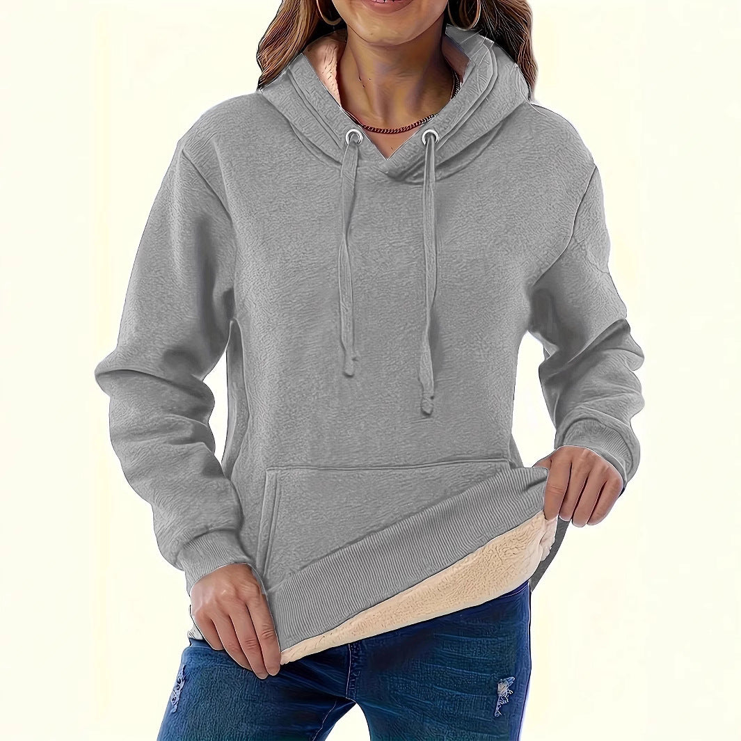 Fashionable All-match Women's Warm Pocket Hooded Sweater