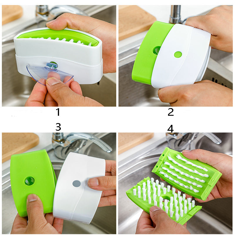 Suction Cup Kitchen Cleaning Brush - Cutlery, Chopsticks, Fruit and Veg Brush