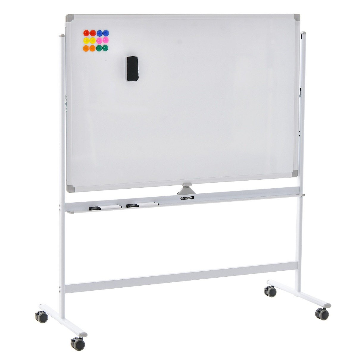 Reversible Mobile White Board with Adjustable Height-Black