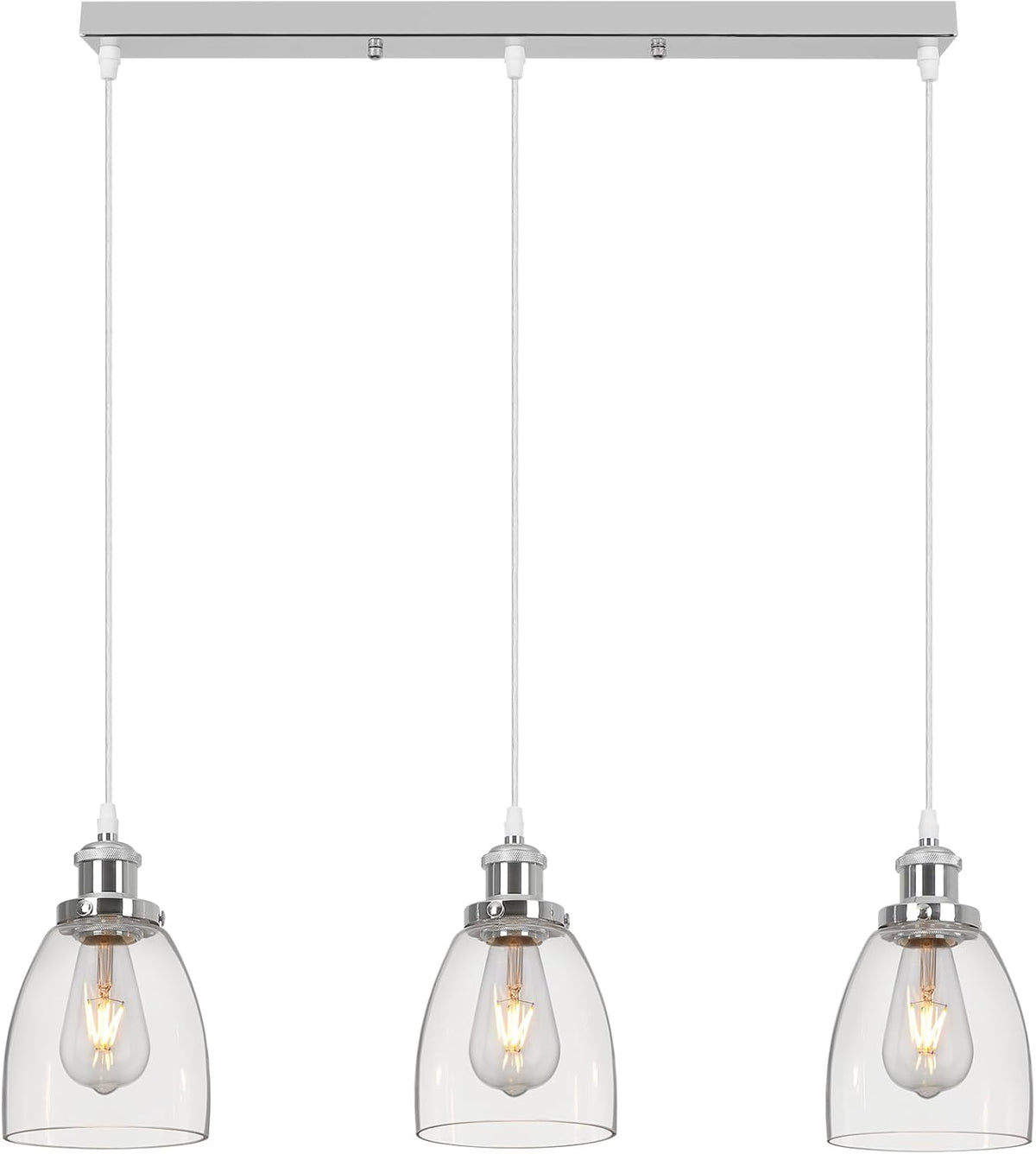 3 Light Glass Pendant Lights Modern Adjustable Ceiling Industrial FORCOSO