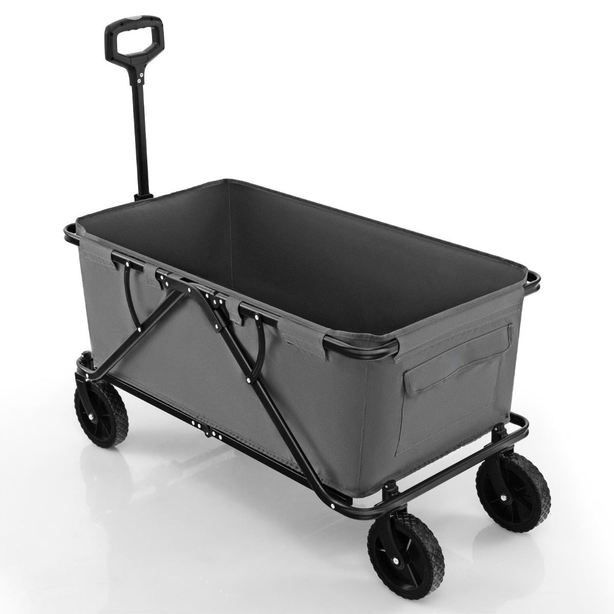 Collapsible Foldable Wagon Cart with Adjustable Handlebar-Coffee