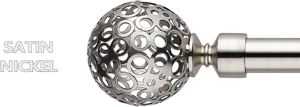 Extendable Curtain Pole 120-300cm Satin Silver with Globe Ball Finials