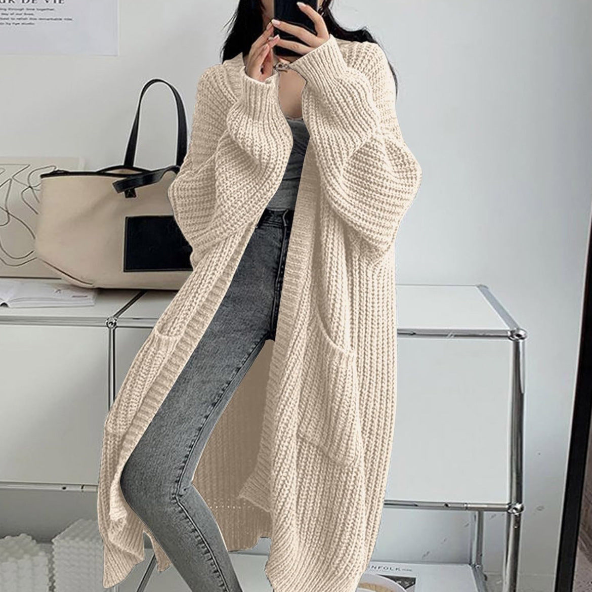 Idle Style Loose Thick Knitted Coat For Women