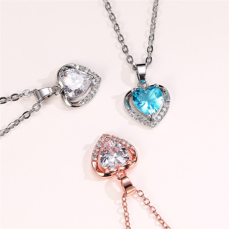 Ocean Heart Pendant Necklace Romantic Valentine's Day Gift