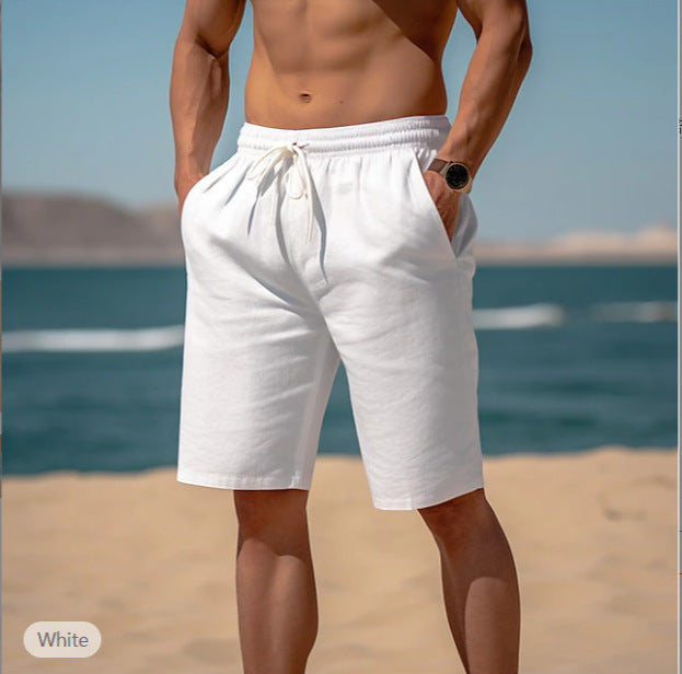 Men's Drawstring Shorts - Elastic Waist Breathable Straight Beach Shorts