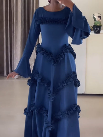 Ruffled Bell Sleeve Maxi Dress