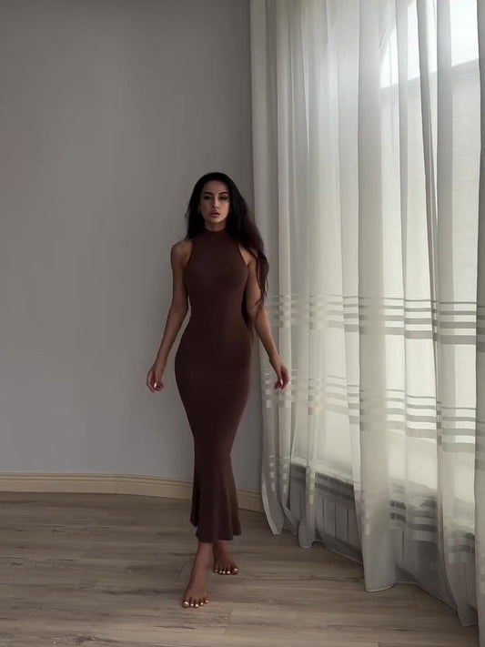 Solid Color Sleeveless Bodycon Dress