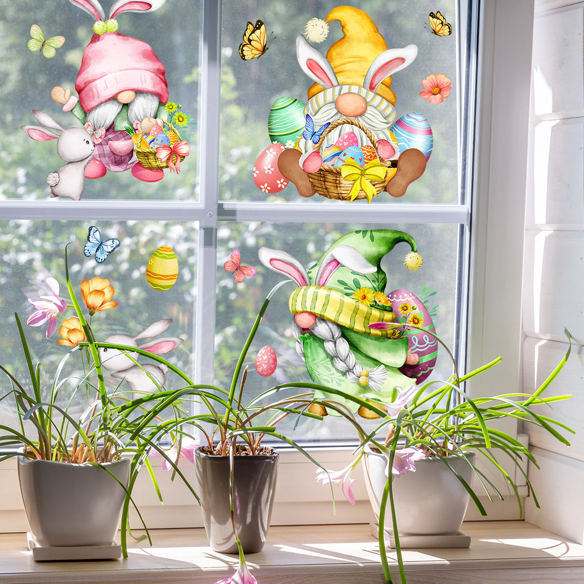 Easter Cartoon Double-sided Visual Static Sticker Glazing Plate Glass Home Decoration