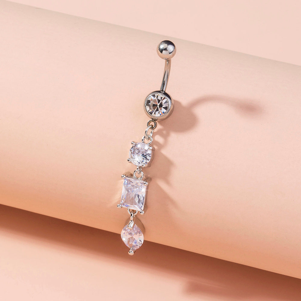 Shining Zircon Long Navel Nail Body Piercing Jewelry For Women
