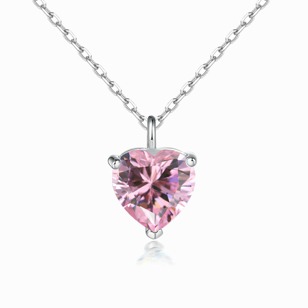 Simple Heart-shaped Zircon Pendant Necklace Versatile