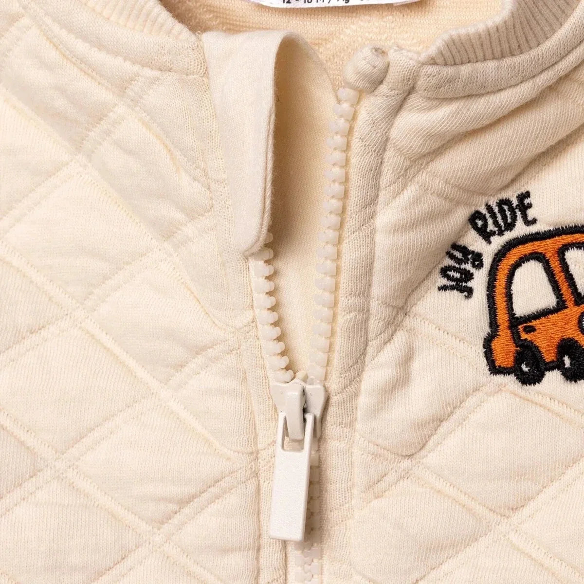 HelloBaby Grandad Collar Quilted Baby Cardigan (6-9 Months to 4-5 Years) - Ecru