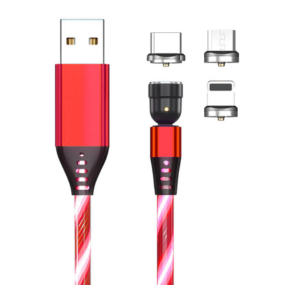 540° Rotating LED Magnetic Charging Cable - 3A Fast Charge for iPhone, USB-C & Micro USB