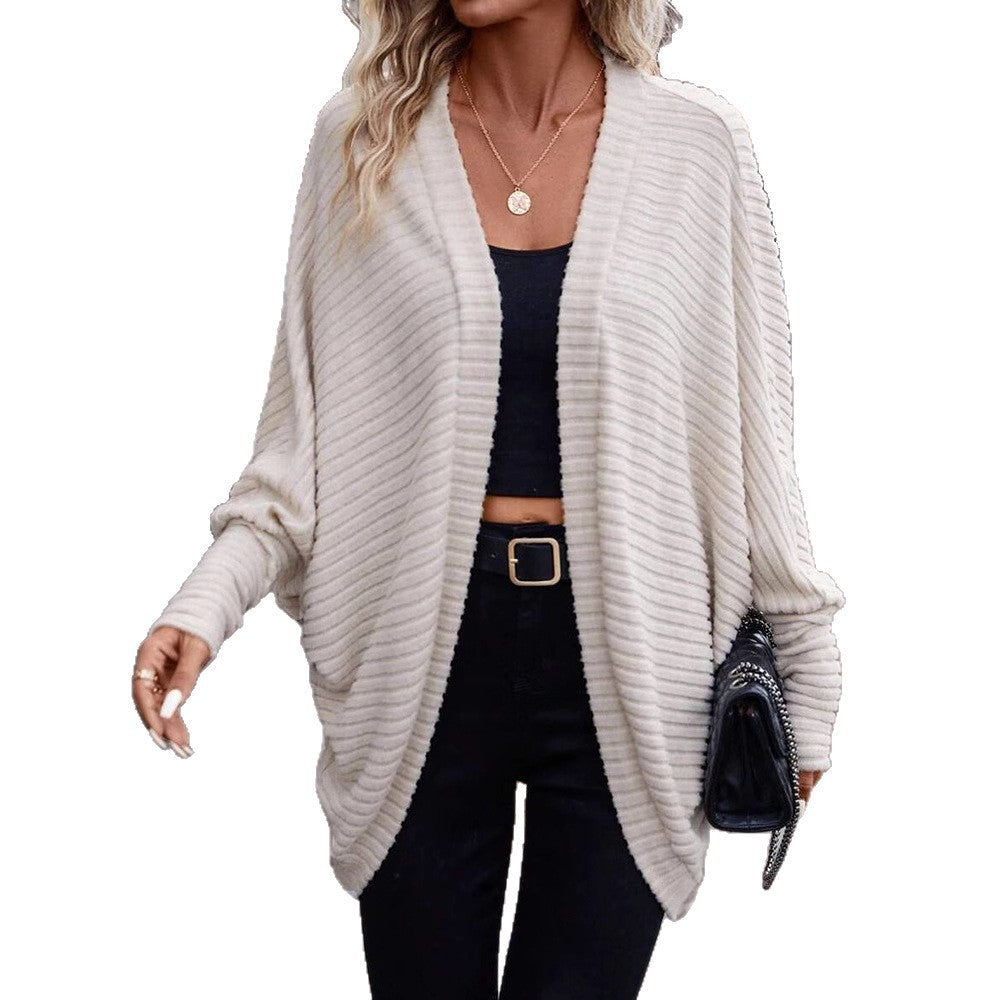 Solid Color And V-neck Loose Knitted Sweater