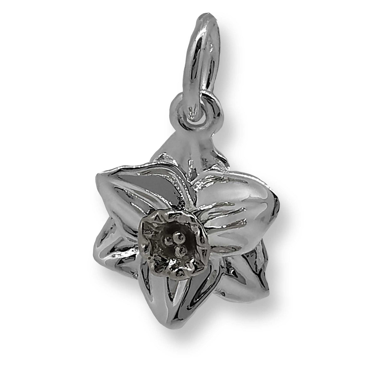 Daffodil Flower Silver Charm