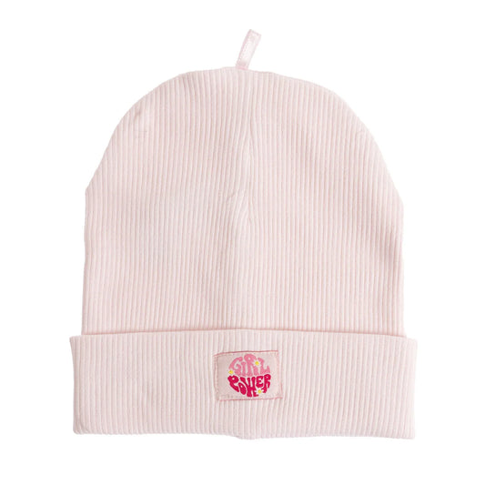 Little Plane Girl Power Slogan Ribbed Knit Baby Beanie (12 Months to 1-4 Years)