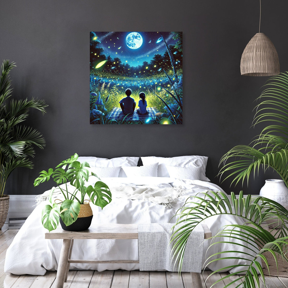 Firefly Meadow Night Canvas
