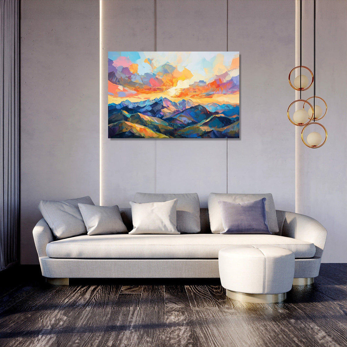 Chaotic Sunset Geometry Canvas