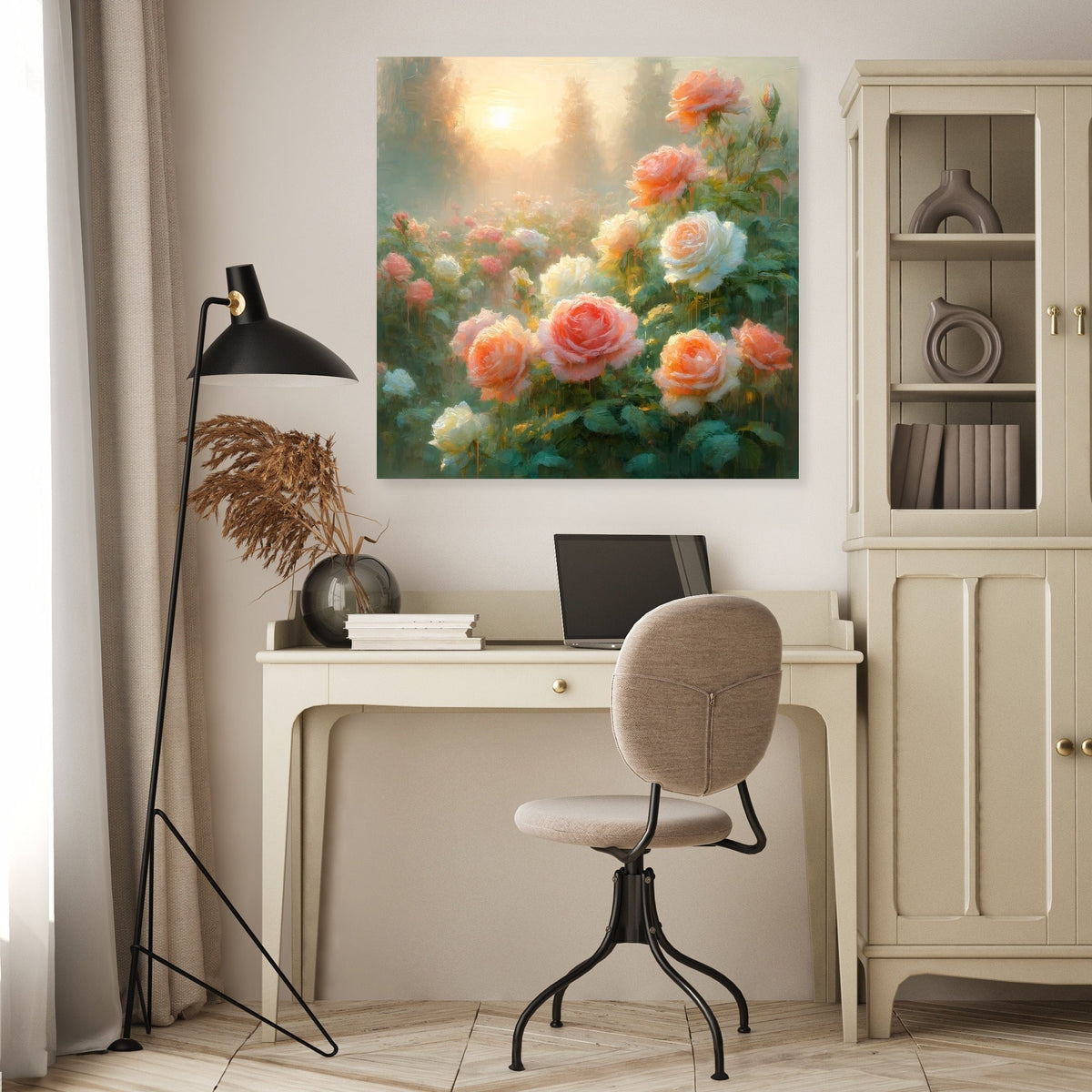 Impressionist Rose Morning Canvas