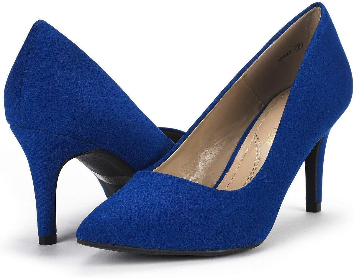 Womens Pointed Mid Heel Court Shoes UK 5.5 Stiletto Slip On DREAM PAIRS