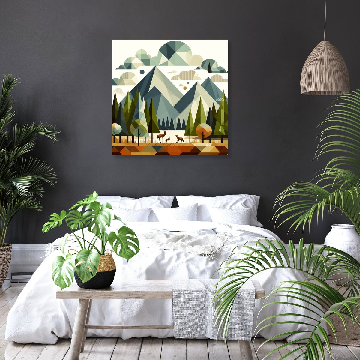 Geometric Forest Harmony Canvas