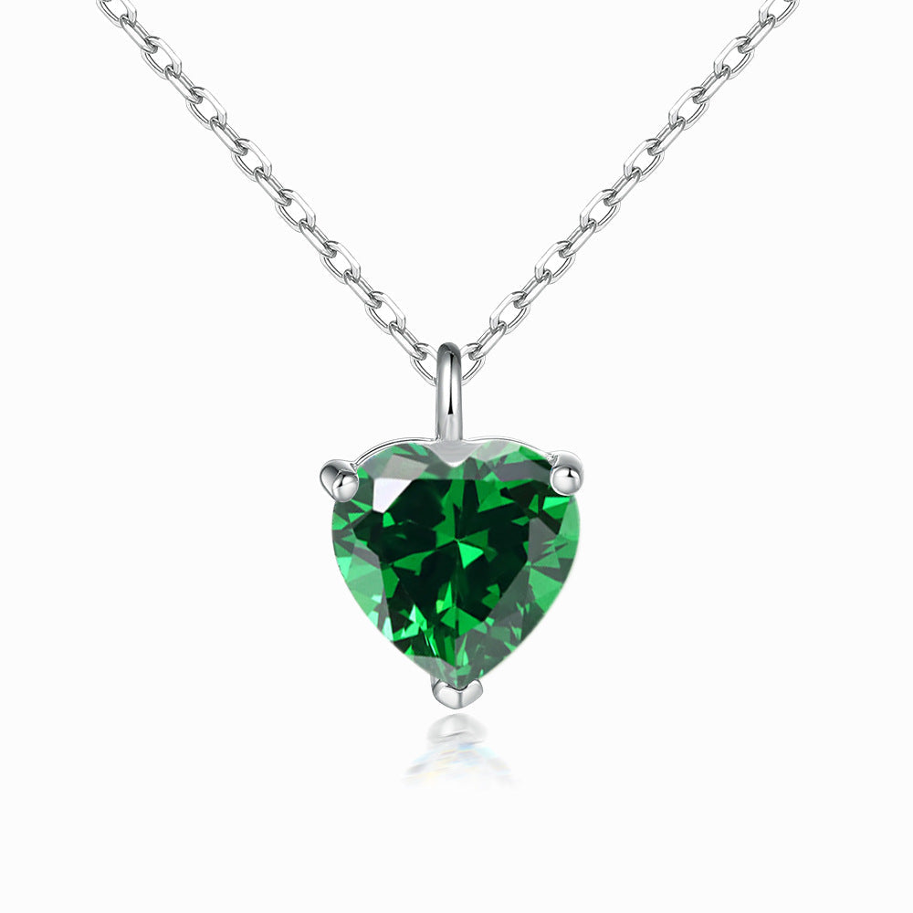 Simple Heart-shaped Zircon Pendant Necklace Versatile