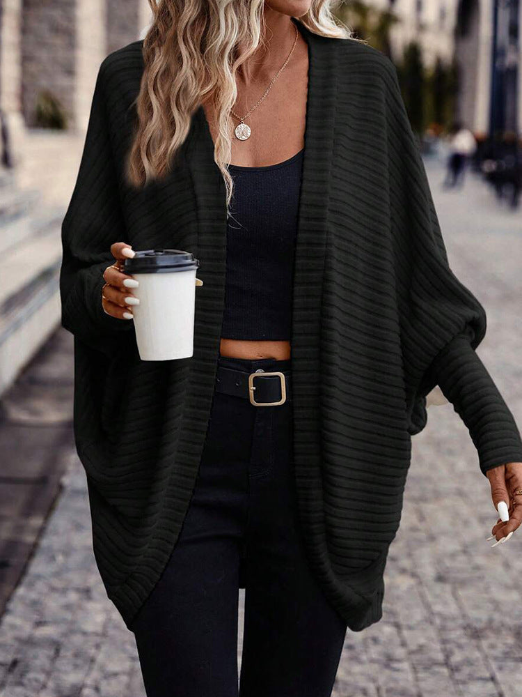 Solid Color And V-neck Loose Knitted Sweater