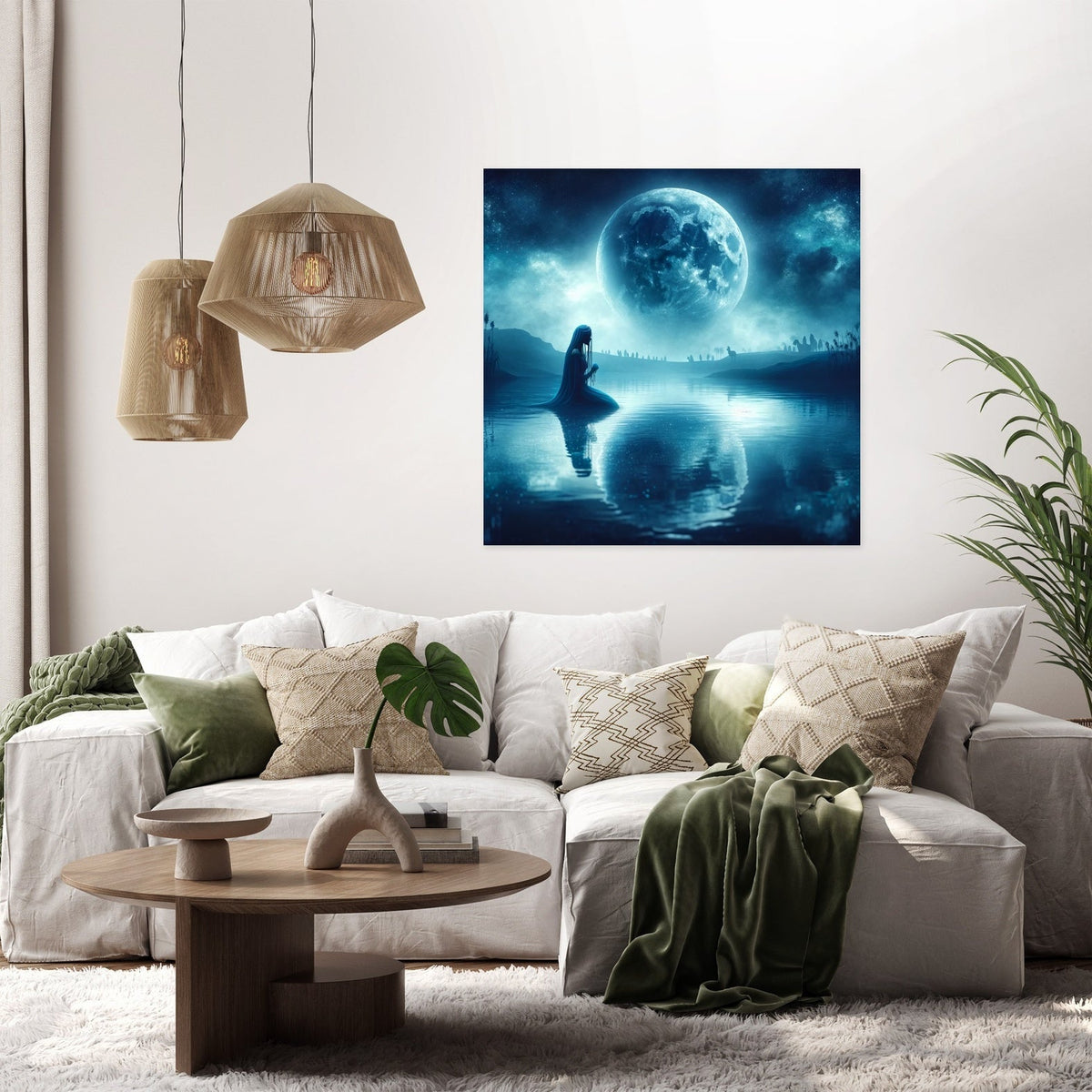 Moonlit Siren of the Nile Canvas