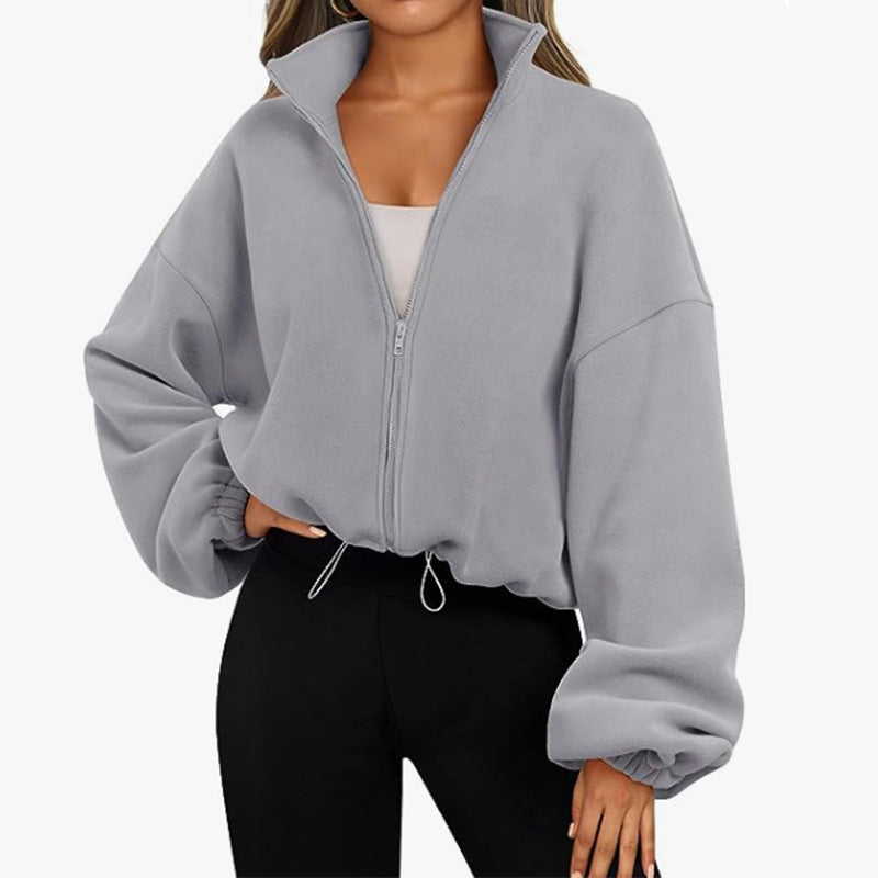 Loose Lapel Cardigan Zipper Sweater