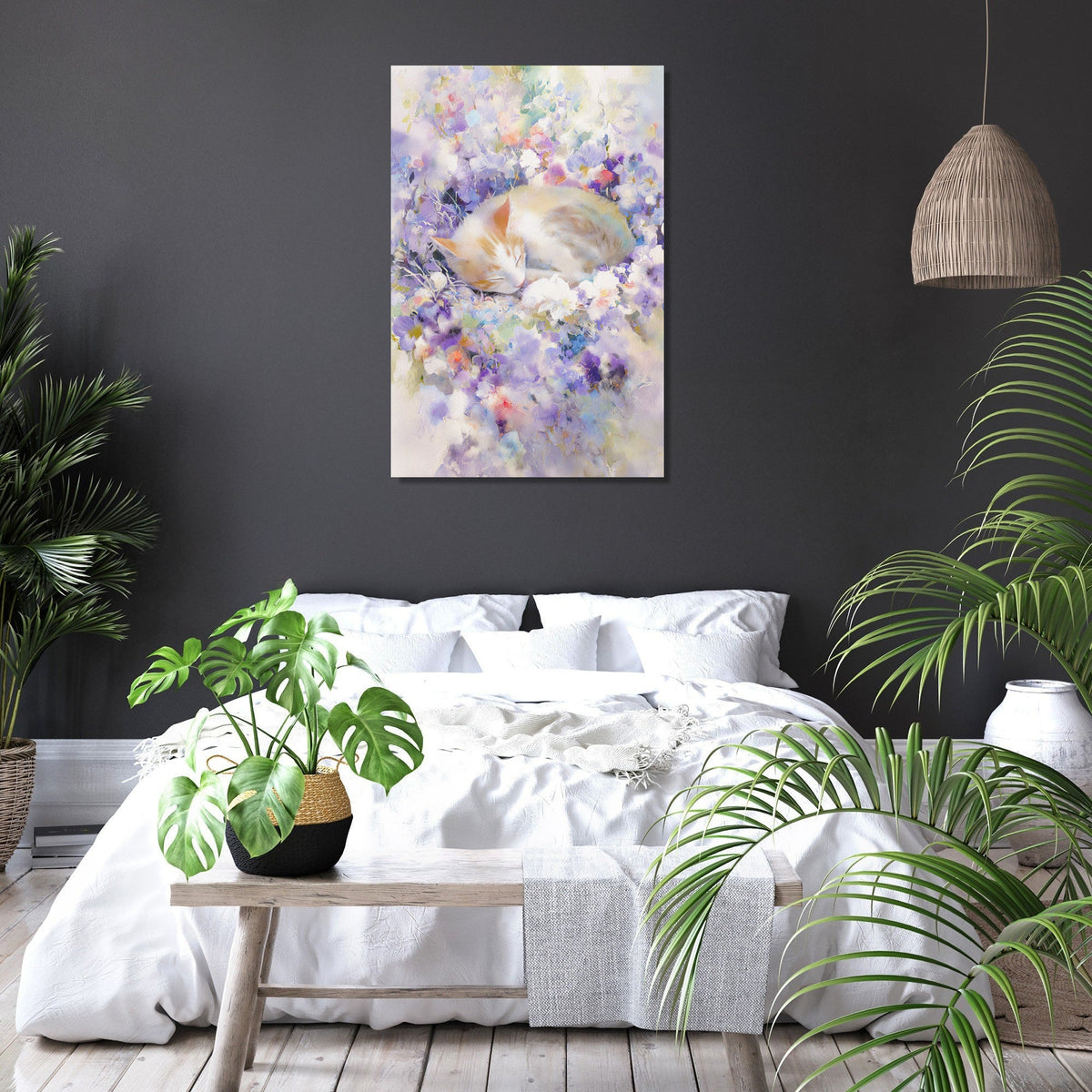 Feline Floral Canvas