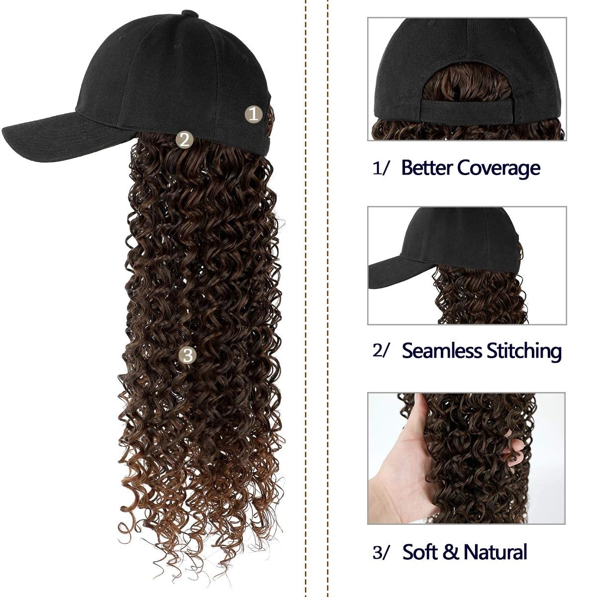 Women's Natural-Look Wig with Hat