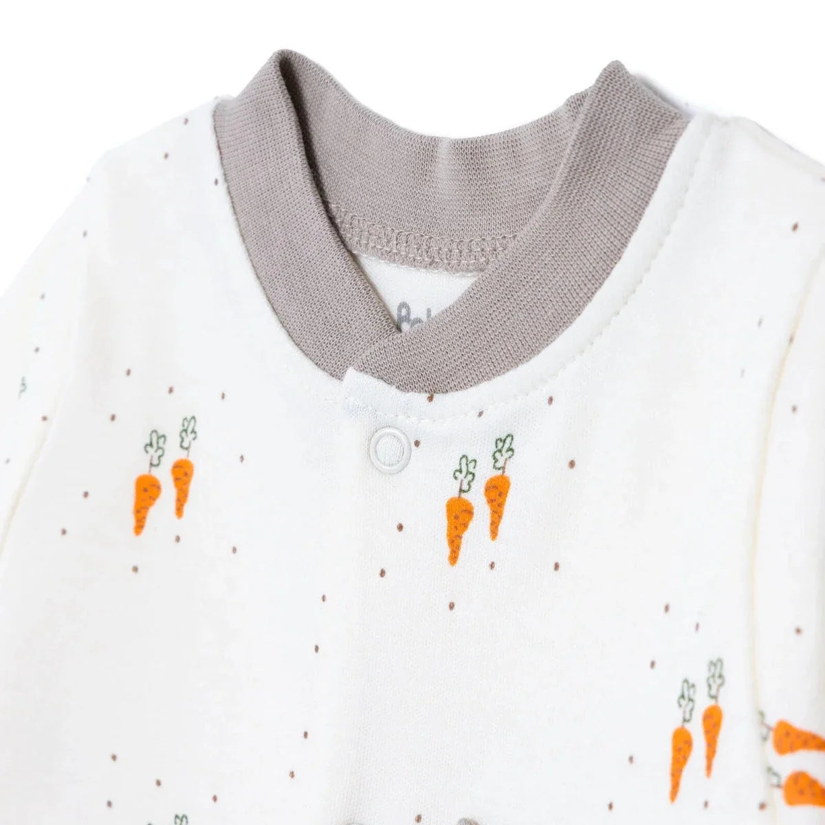 Bebetto Bunny Embroidered Long Sleeve Interlock Baby Sleepsuit with Feet (Newborn to 6-9 Months) - Ecru