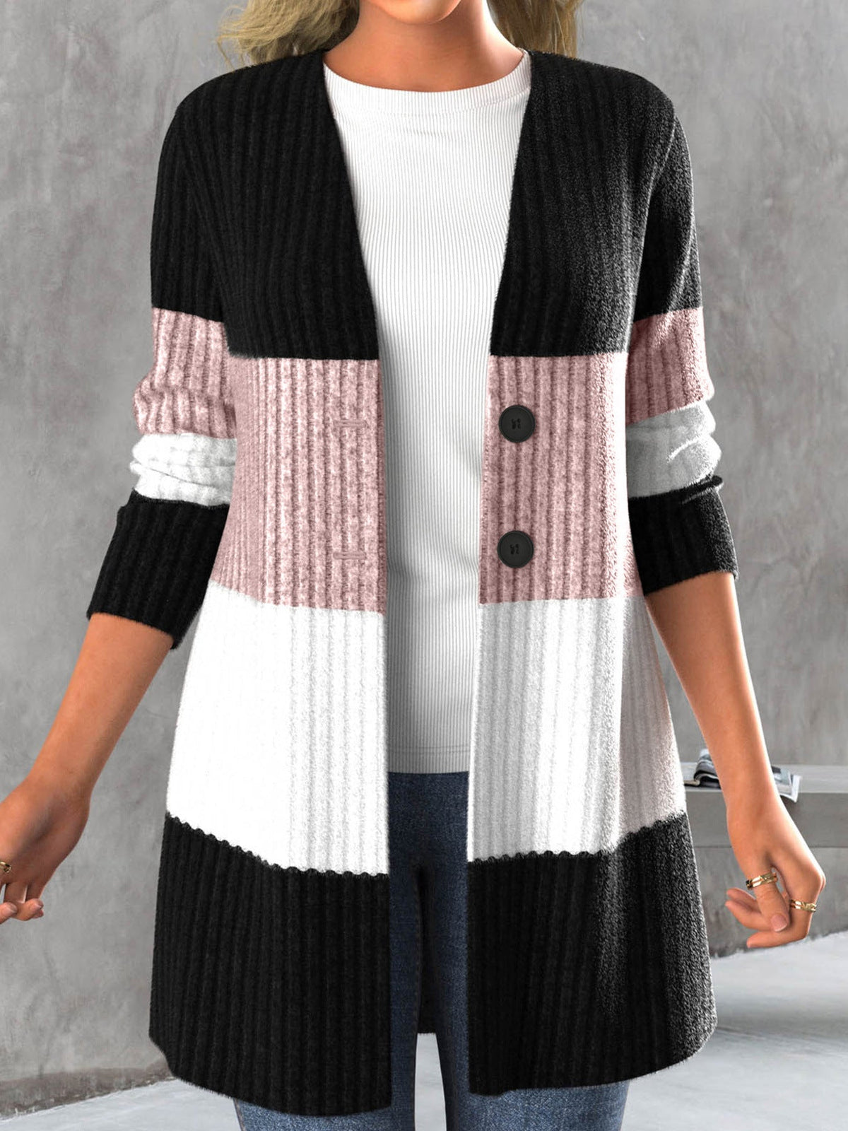 Women's Long-sleeve Striped Bohemian-style Jacket