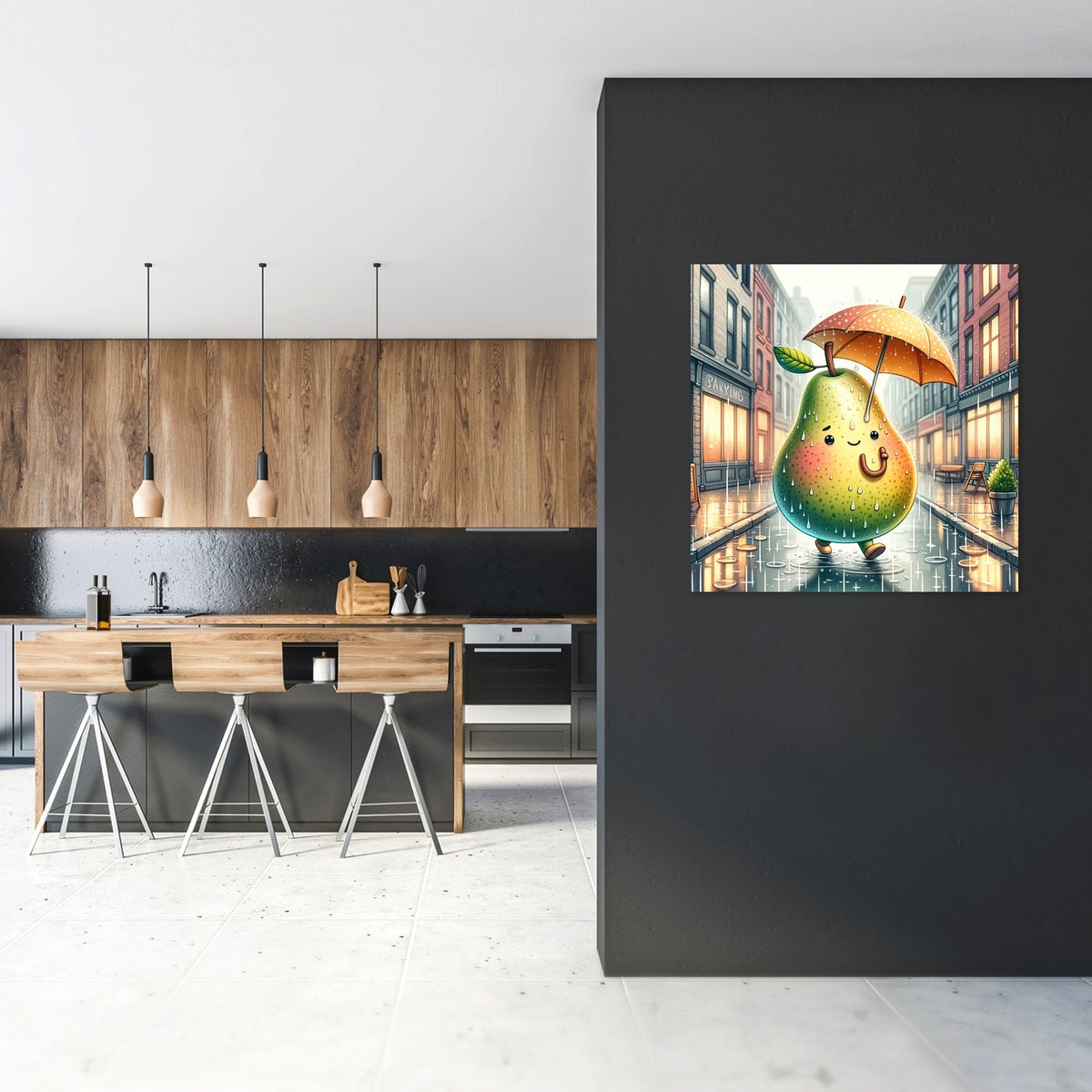 Rainy Day Pear Stroll Canvas