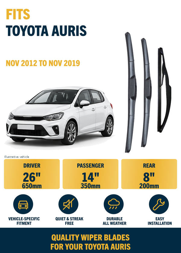 Toyota Auris Hatchback Front & Rear Wiper Blades | Nov 2012-Nov 2019