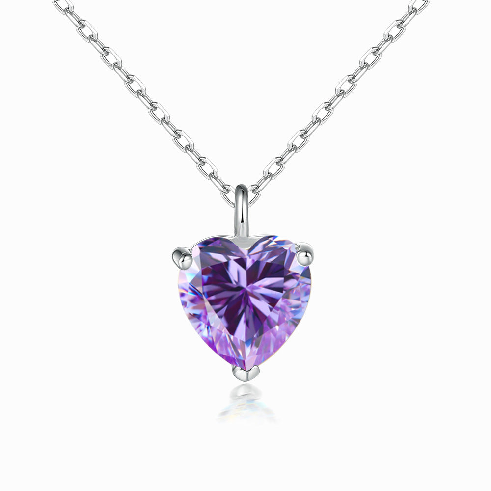 Simple Heart-shaped Zircon Pendant Necklace Versatile