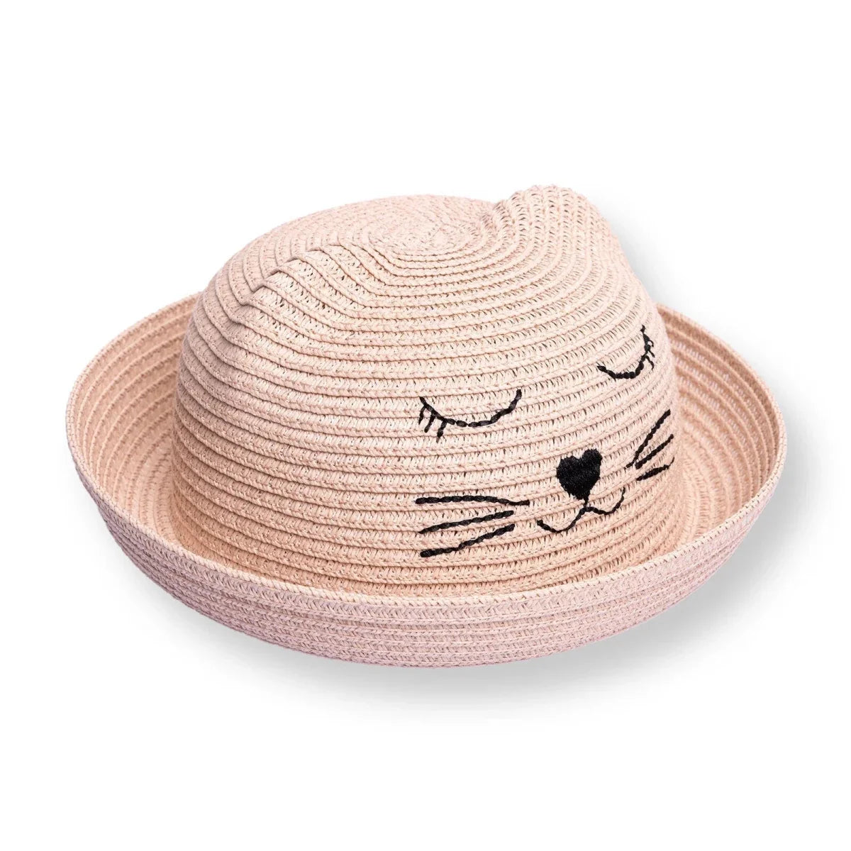 HelloBaby Cat Design Straw Baby Hat (12 Months to 1-4 Years) - Powder