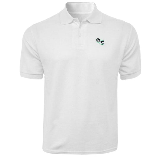 Men's Lawn Bowling White Polo Shirt with Logo
